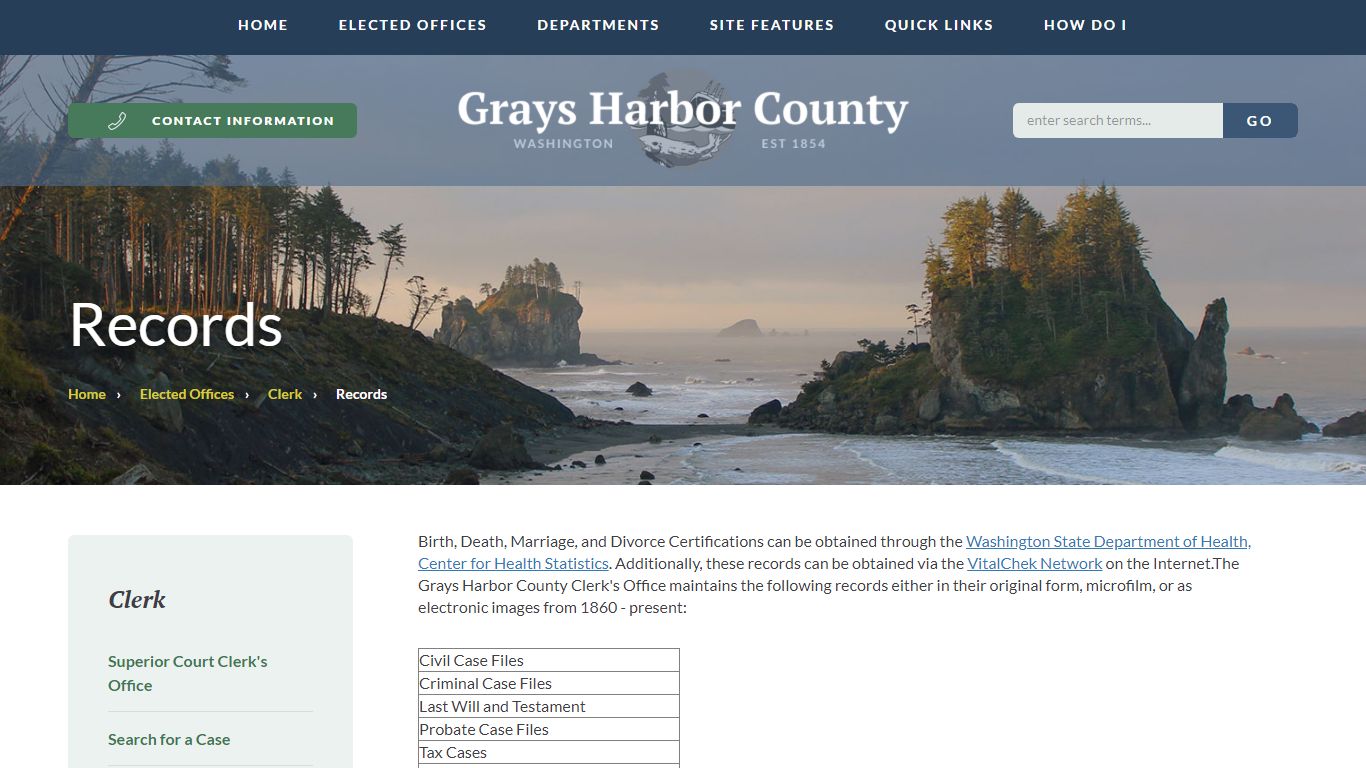 Records - Grays Harbor